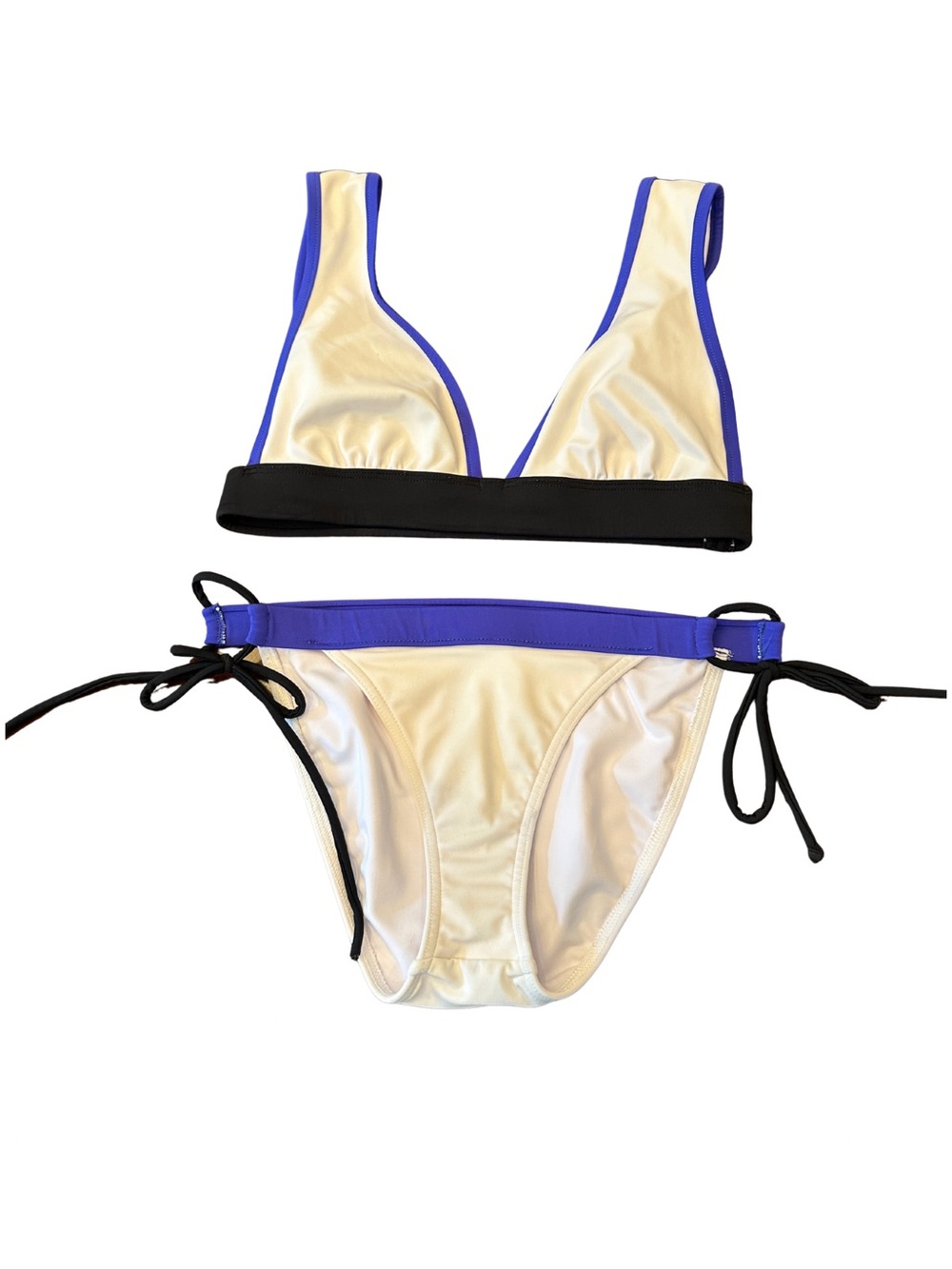 VENUS White Bikini with Royal Blue Trim & Black Accents